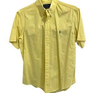 Ralph Lauren Custom Fit Mens Yellow Short Sleeve Button-Down Shirt L